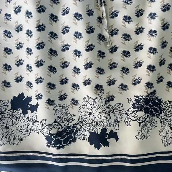 Ann Taylor Factory White and Blue Floral Tie Waist Skirt, L - Picture 5 of 7